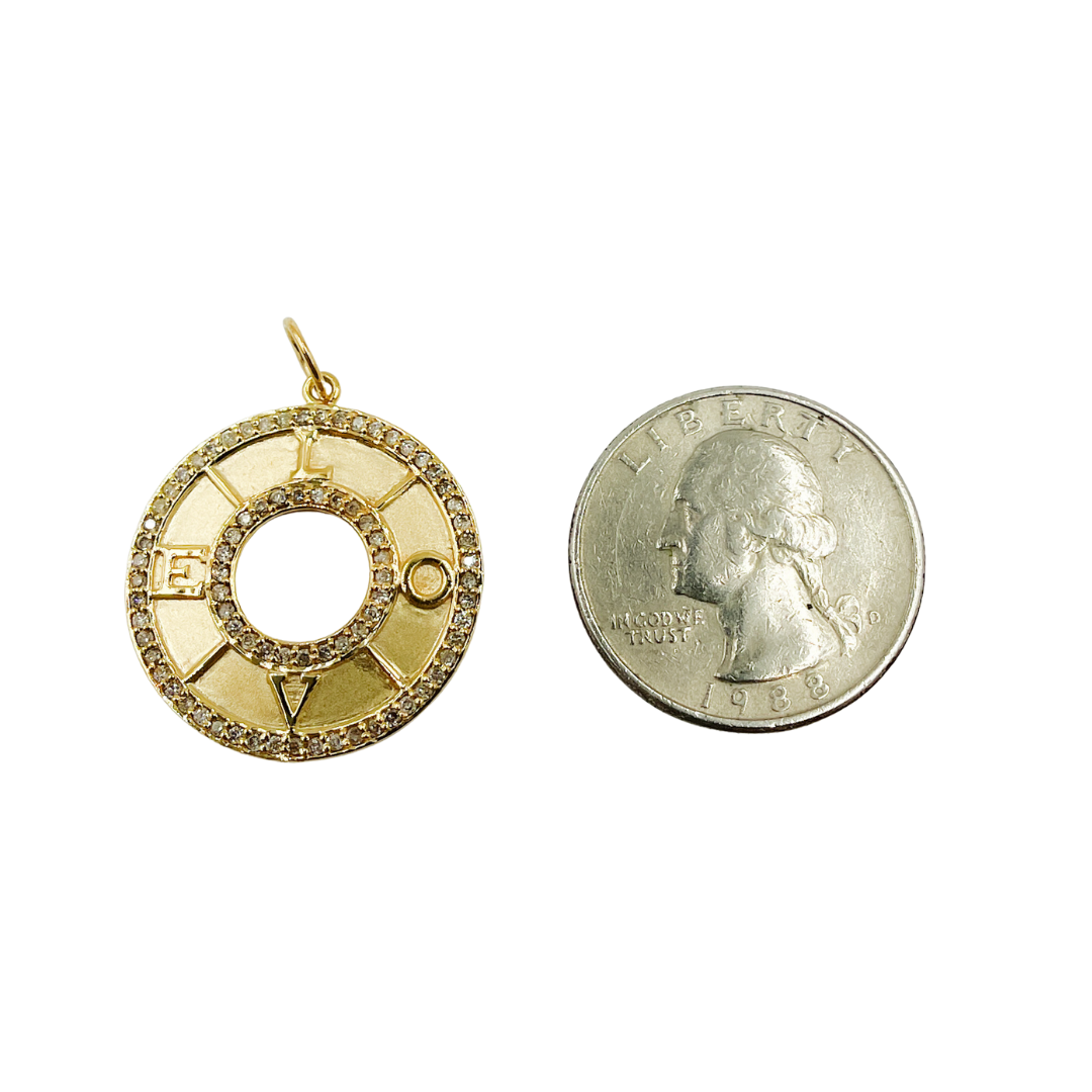 Buy Solid Gold with Diamonds Circle Shape Charm with Love word in the Center