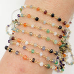 Load image into Gallery viewer, MGS19GP. Multi Gemstone Gold Plated Sterling Silver Wire Chain