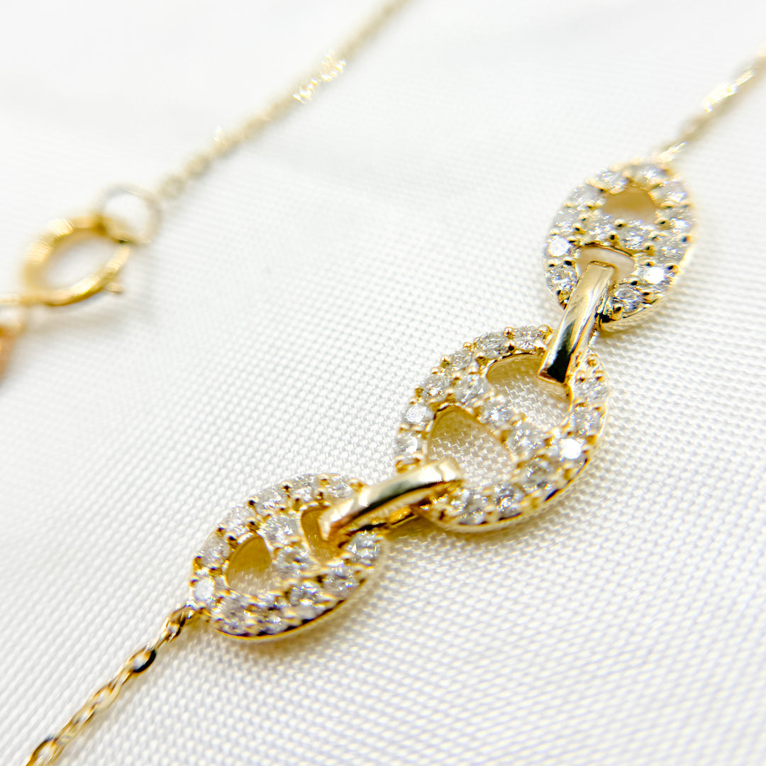 14K Solid Gold Link Diamond Necklace. NT404257