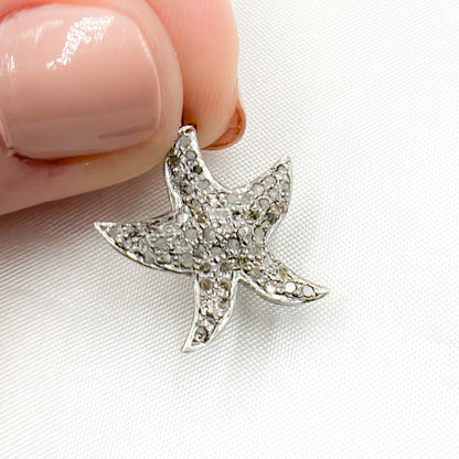 Diamond Sterling Silver Starfish Pendant