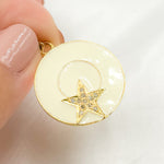 Load image into Gallery viewer, DP712A. Diamond Sterling Silver Round Star Enamel Pendant
