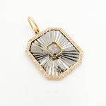 Load image into Gallery viewer, 14k Solid Gold and Sterling Silver Black Rhodium Diamonds Square Charm