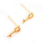 Load image into Gallery viewer, EFA53680. 14K Solid Gold Diamond  Key Heart Studs Earrings
