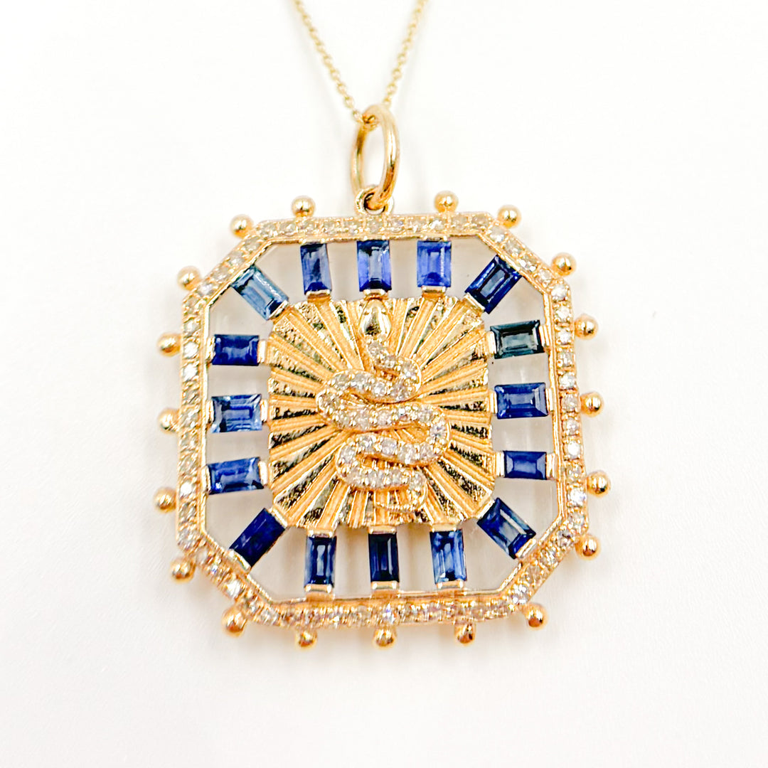 14K Gold Square Snake Pendant