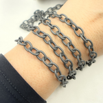 Load image into Gallery viewer, V80BRM. Black Rhodium Matt Sterling Silver Smooth Cable Link Chain.
