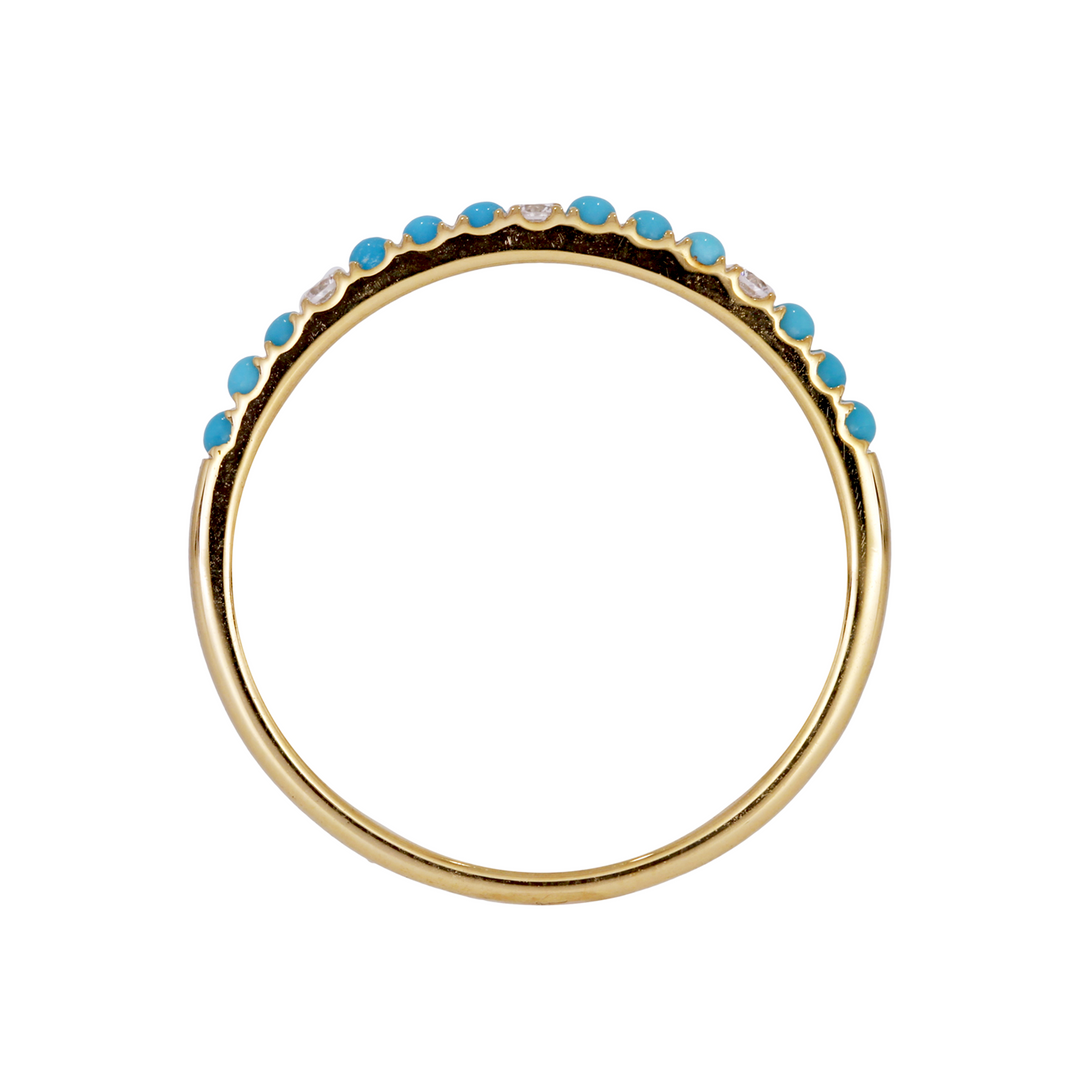 RAA02194TQ. 14K Solid Gold Diamond and Turquoise Band Ring