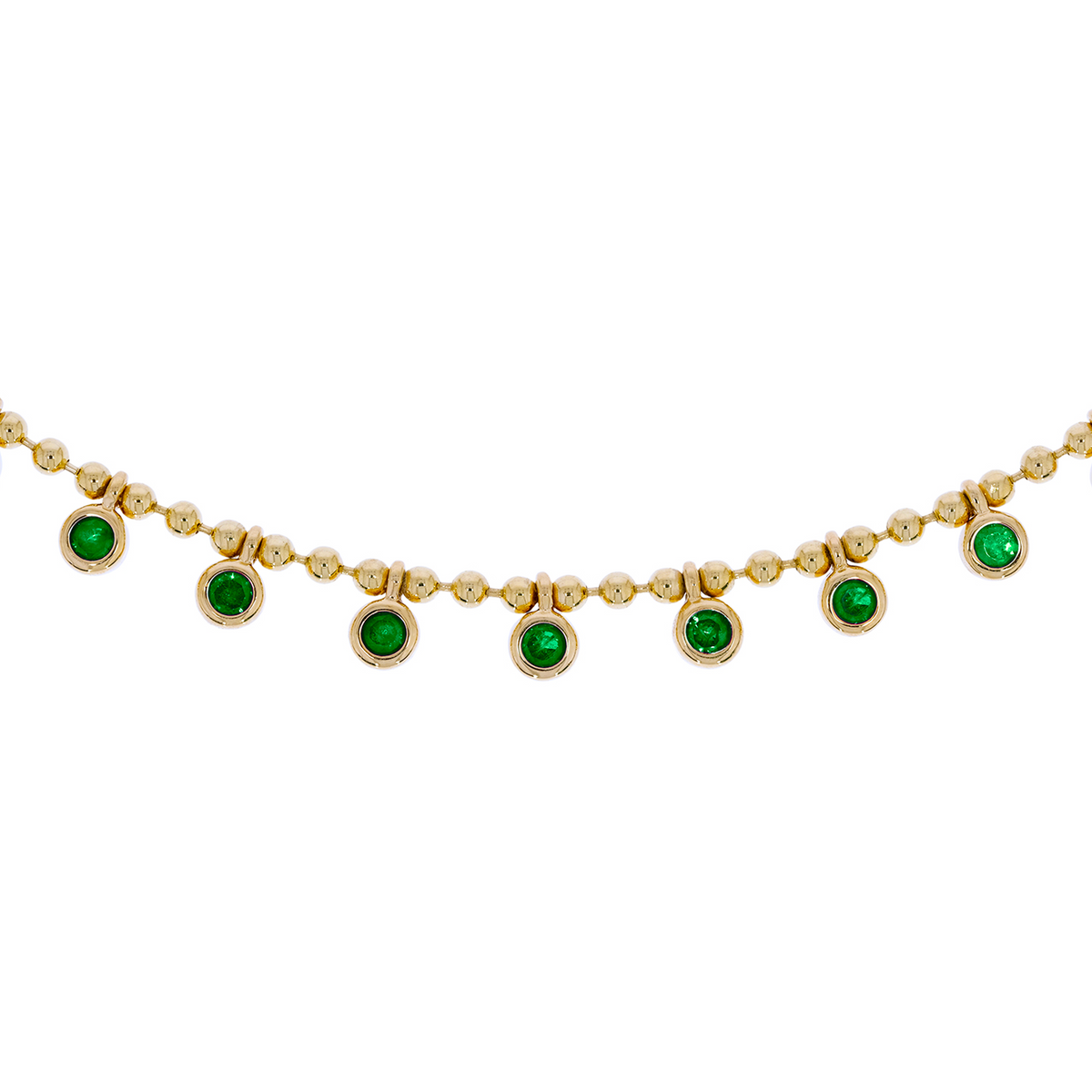 NFZ71947. 14K Solid Gold Ball Gemstone Necklace