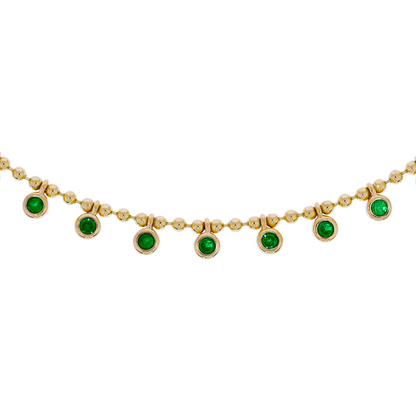 NFZ71947. 14K Solid Gold Ball Gemstone Necklace