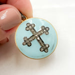 Load image into Gallery viewer, DP445A. Diamond Sterling Silver Round Cross Enamel Pendant
