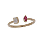 Load image into Gallery viewer, RFD19696RU. 14K Solid Gold Diamond and Ruby Open Ring