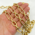 Load image into Gallery viewer, Gold Plated 925 Sterling Silver Smooth Long &amp; Short Links Chain