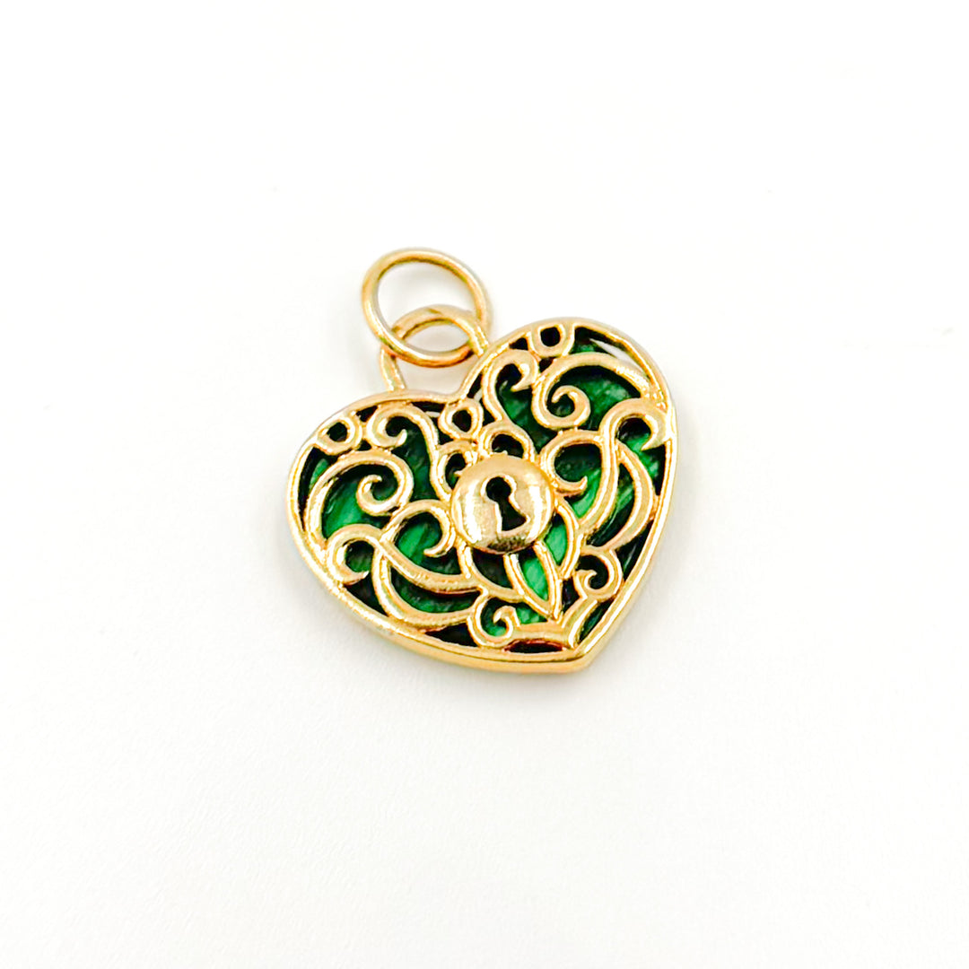14K Solid Gold Lock Heart Pendant