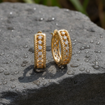 Load image into Gallery viewer, EHC57404. 14K Solid Gold Diamond Round Hoop
