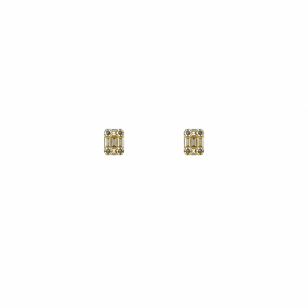ER414694. 14K Solid Gold Diamond Baguette Stud Earrings