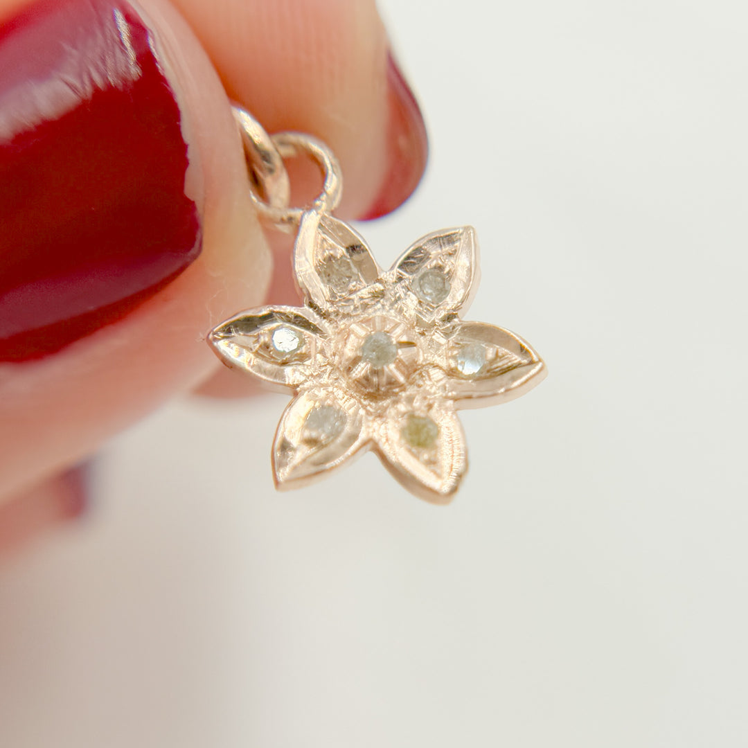 DC553. Diamond Sterling Silver Flower Charm