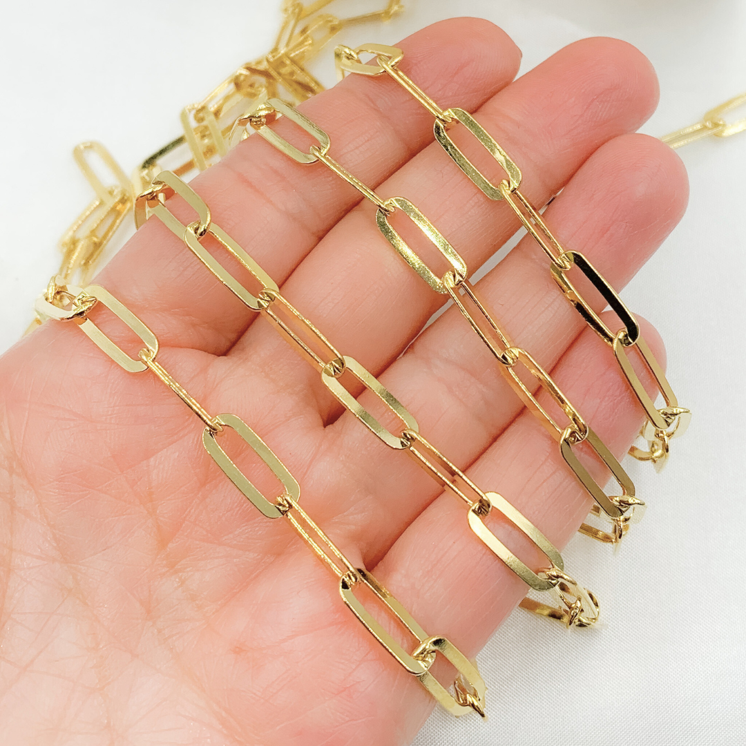 Gold Plated 925 Sterling Silver Flat Paperclip Chain