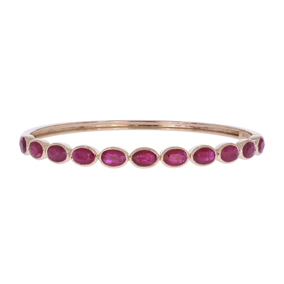 BNZ68725. 14K Solid Yellow Gold Diamond and Gemstone Bangle