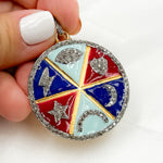 Load image into Gallery viewer, DP534A. Diamond Sterling Silver Lucky Round Enamel Pendant
