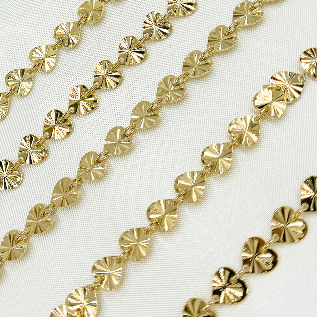 Gold Plated 925 Sterling Silver Diamond Cut Heart Chains