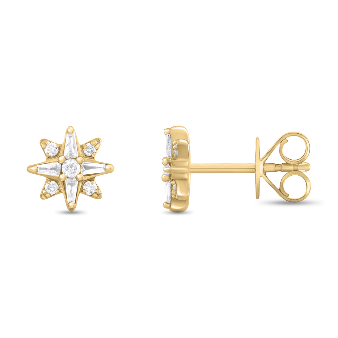 ER421144. 14K Solid Gold Diamond Star Studs