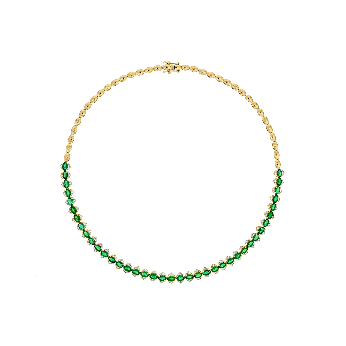 CN96415. 14K Solid Gold Diamond and Gemstone Necklace