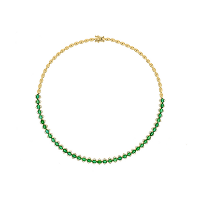 CN96415. 14K Solid Gold Diamond and Gemstone Necklace