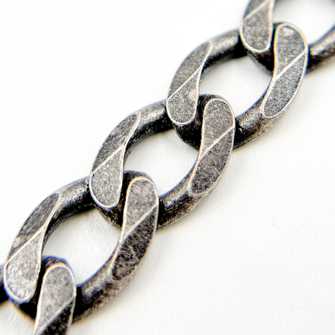 X15OX. Sterling Silver Oxidized Flat Curb Chain