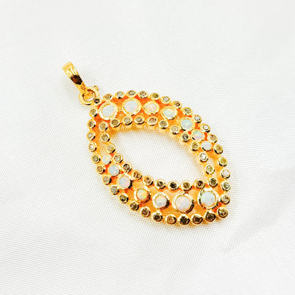 DSP041. Diamond Silver Gemstone Leaf Pendant