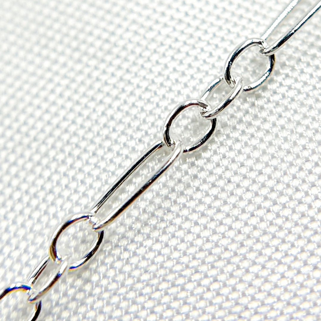 143SS. Sterling Silver Long and Short Link Chain