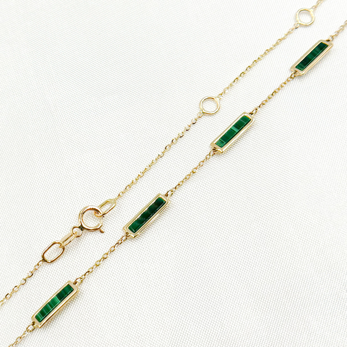 NT404706. 14K Solid Gold Malakite Bars Necklace