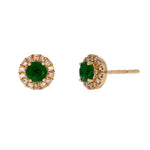 Load image into Gallery viewer, EFC54135. 14K Solid Yellow Gold Diamond and Gemstone Stud Earring