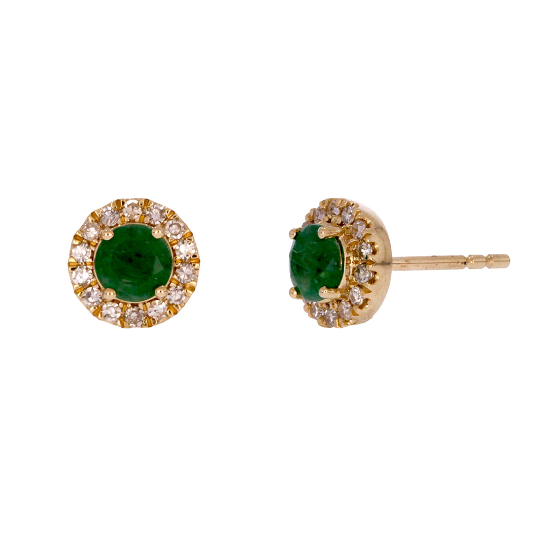 EFC54135. 14K Solid Yellow Gold Diamond and Gemstone Stud Earring