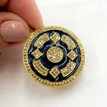 Load image into Gallery viewer, DP440A. Diamond Sterling Silver Round Enamel Pendant
