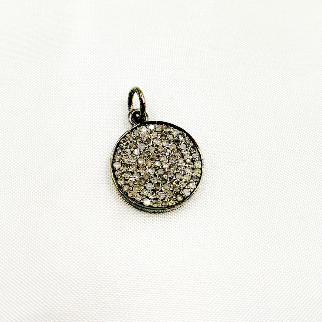 DC376. Diamond Sterling Silver Round Charm