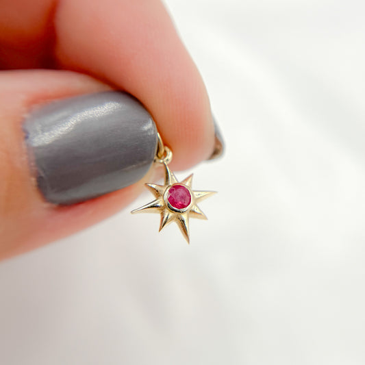 Gold Star Charm with Gemstone