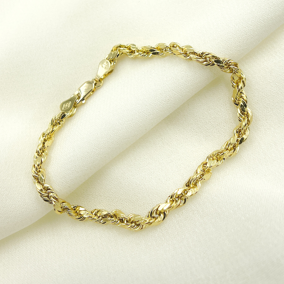 14K29 Bracelet. 14K Solid Gold Rope Bracelet