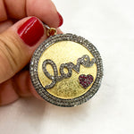 Load image into Gallery viewer, DP500. Diamond Sterling Silver Round Love Pendant with Gemstone Heart
