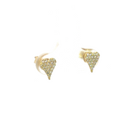 ER416801Y. 14K Solid Gold Diamond Heart Studs Earrings