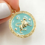 Load image into Gallery viewer, DP615A. Diamond Sterling Silver Round Taurus Zodiac Enamel Pendant
