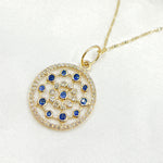 Load image into Gallery viewer, 14k Solid Gold Diamond and Blue Sapphire Circle Charm. GDP414
