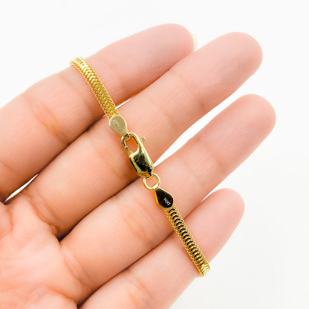 290J02RUMBABR. 14K Solid Gold Flat Snake Bracelet