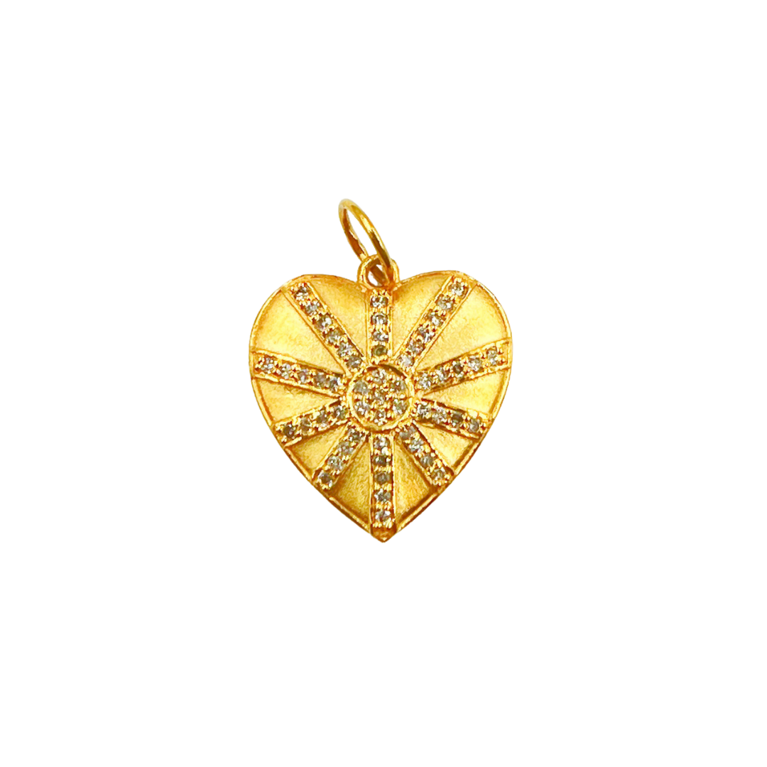 14K Solid Gold Heart Pendant with Diamonds. GDP127