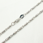 Load image into Gallery viewer, 14k Solid White Gold Twisted Bar Link Necklace. 060LURCNDTL721WG
