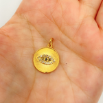 Load image into Gallery viewer, GDP328. 14K Solid Gold Diamonds and Blue Sapphire Circle Evil Eye
