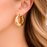 Load image into Gallery viewer, GER135. 14K Gold Hexagon Hollow Hoop Earrings