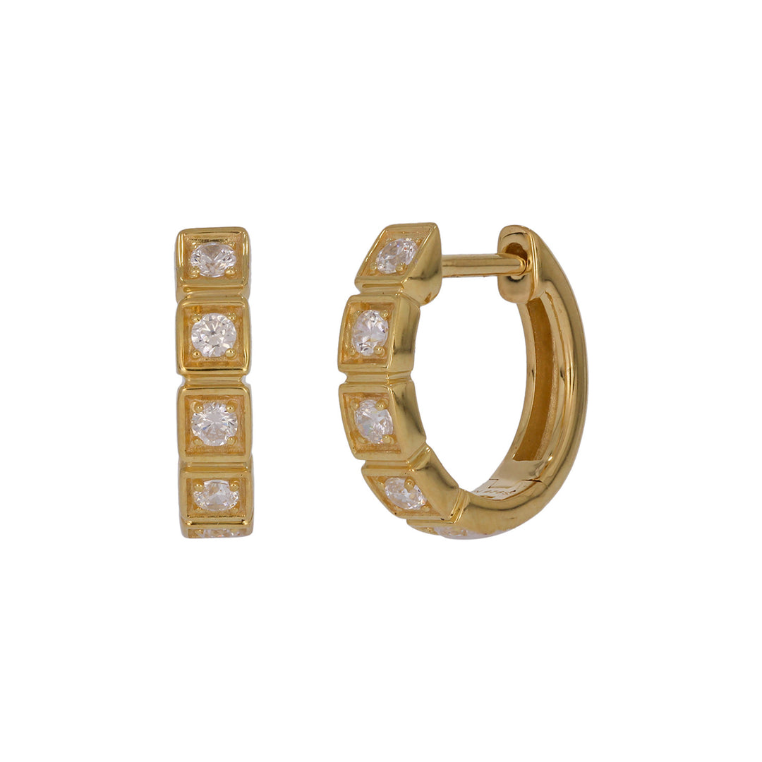 EHF57628. 14K Solid Yellow Gold Diamond Hoop Earrings