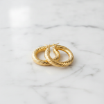 Load image into Gallery viewer, 15850018594. 14K Solid Gold Twisted Round Hollow Hoop Earrings