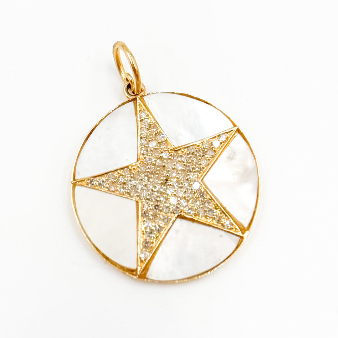 Buy Now 14K Solid Gold Star Round Pendant