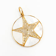 Buy Now 14K Solid Gold Star Round Pendant