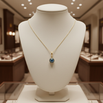Load image into Gallery viewer, CMF00358B. 14K Solid Gold Blue Natural Diamond Round Charm